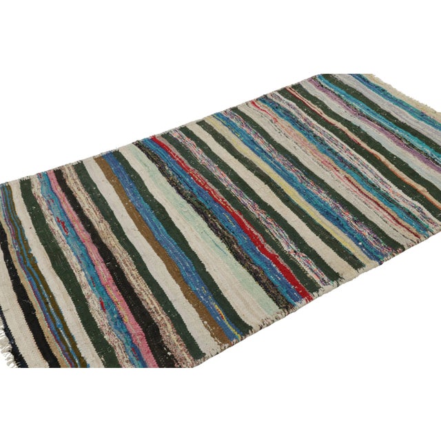 Rug & Kilim Vintage Shahsavan Persian Kilim With Polychromatic Stripes - Rug & Kilim For Sale - Image 4 of 7