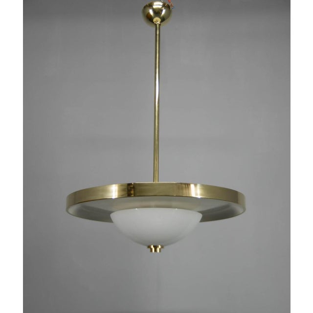 Gold Bauhaus Brass Chandelier from Franta Anyz, 1930s For Sale - Image 8 of 18