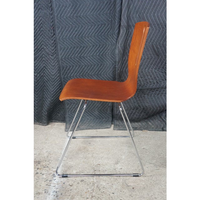 4 Mid Century Scandinavian Modern Bentwood Plywood Stacking Dining Side Chairs For Sale - Image 17 of 18