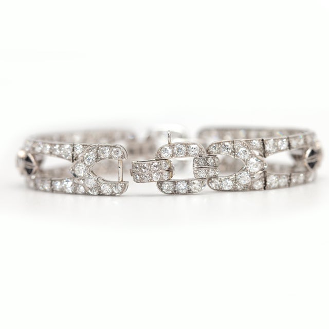 Art Deco 1930s Art Deco Platinum 16.26 Carats Diamond Bracelet For Sale - Image 3 of 12