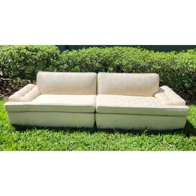 1950 Sectional Sofa Ivory Damask American All Original Custom For Sale - Image 13 of 14
