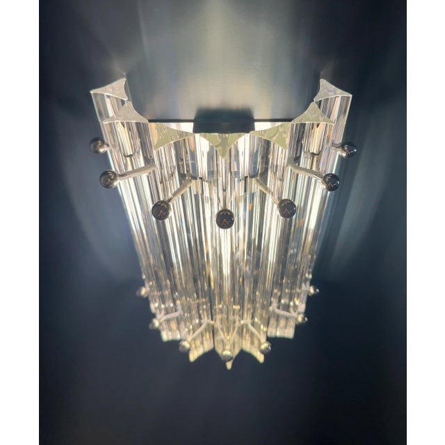 Vintage Murano Wall Sconces in Clear Triedri, 1990s, Set of 2 For Sale - Image 10 of 16