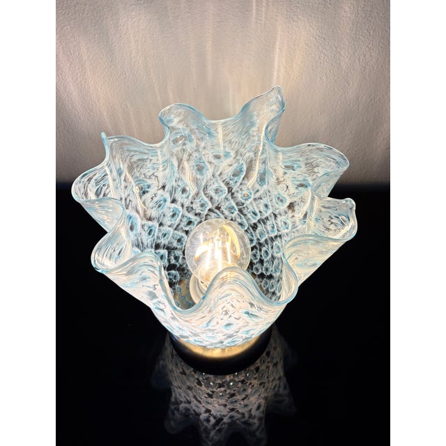 Blue Macrame T Handkerchief Table Lamp by La Murrina Murano, 1990s For Sale - Image 8 of 14