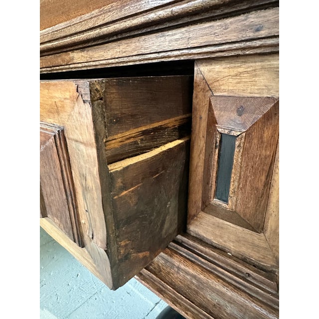 Brown 19th Century Monumental Dutch Baroque Revival Cushion Cupboard (Kussenkast) Kas Cabinet on Ebonized Ball Feet For Sale - Image 8 of 10