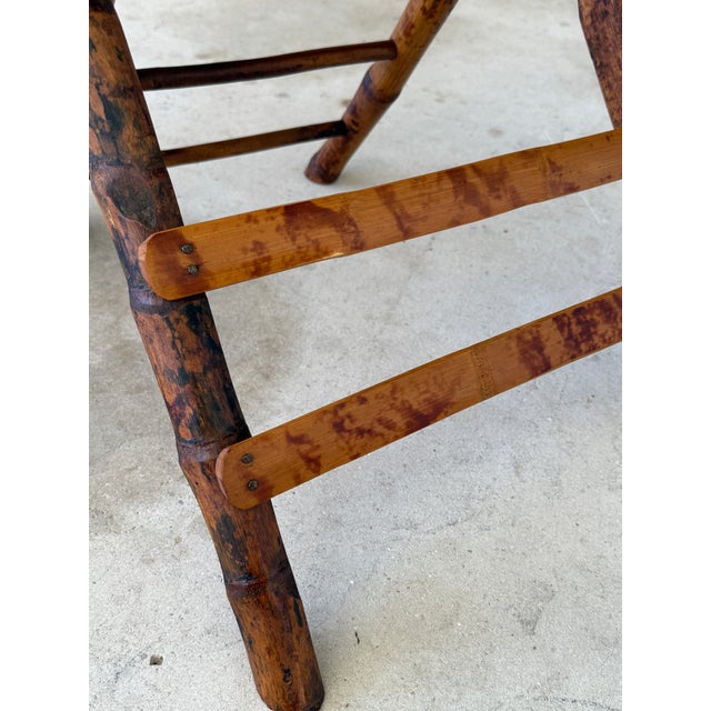 English Vintage Boho Tortoise Rattan and Bamboo Slat Folding Side Table For Sale - Image 3 of 12