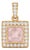 Rose Quartz Square Necklace | Pink Gemstone Stacking Pendant | Dainty Minimalist Pendant For Sale