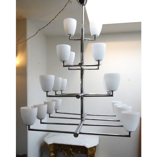 Large Vintage 006/20 Chrome and Glass Chandelier by Pietro Chiesa for Fontana Arte, 1990s For Sale - Image 9 of 17
