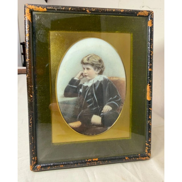 Antique 19th Century Original Miniature Young Boy Painting on Porcelain Portrait For Sale - Image 10 of 11