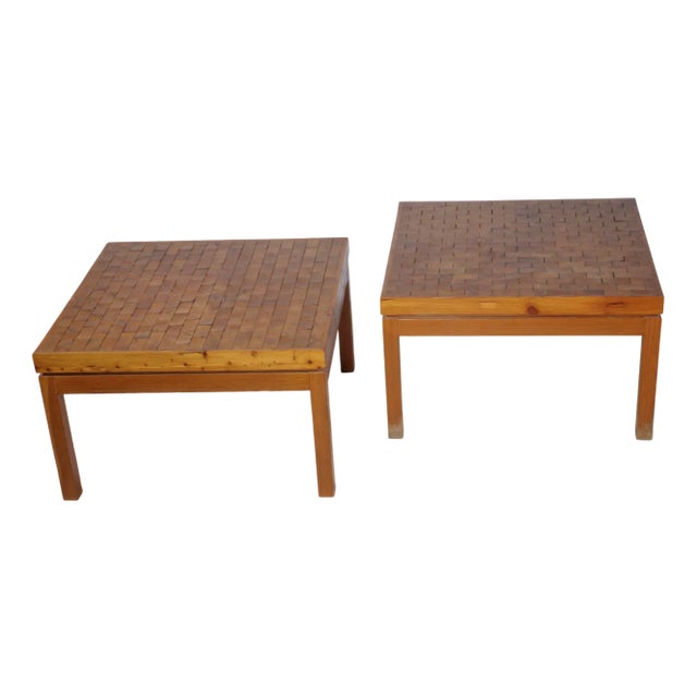 French End Grain Mosaic Tables, 1970s, Set of 2 For Sale