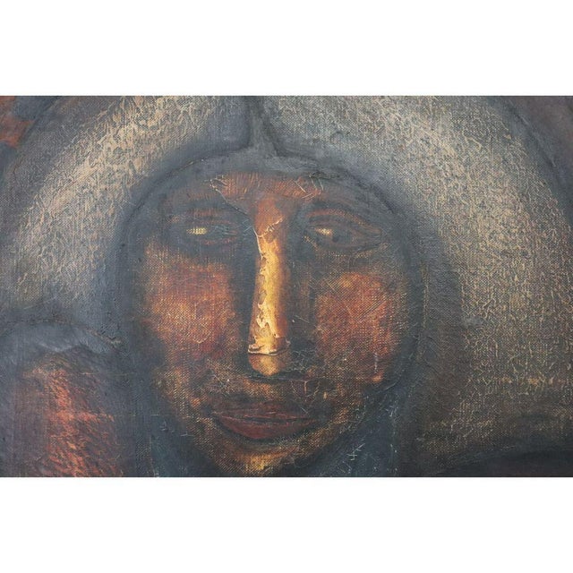 Surrealism Tomoyshi Murayama (Japanese 1901 - 1977) Oil on Canvas Surrealist "Portrait at Table" For Sale - Image 3 of 7