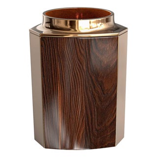 "Victoria" Ice Bucket With Bronze and Walnut, Handmade For Sale