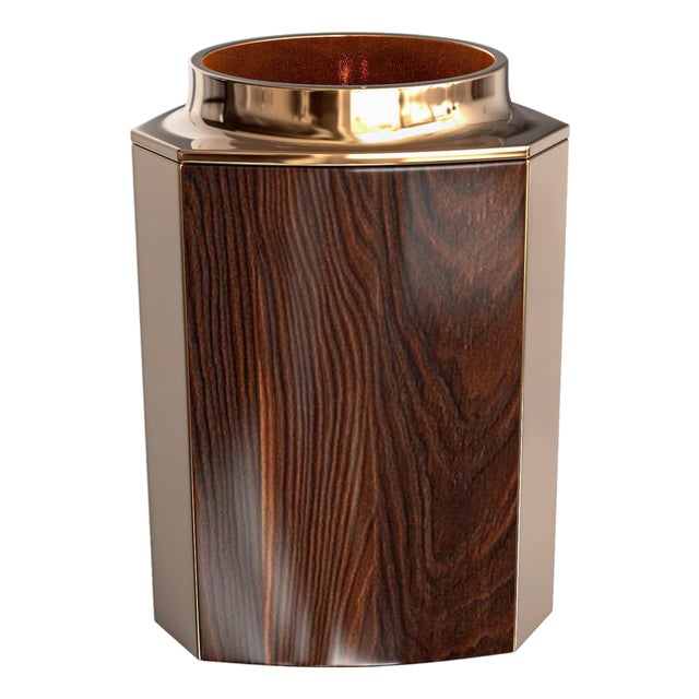 "Victoria" Ice Bucket With Bronze and Walnut, Handmade For Sale