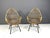 Pair of elegant rattan lounge chairs with a fine lacquered metal base. Beautiful organic shape. Netherlands - 1960s...