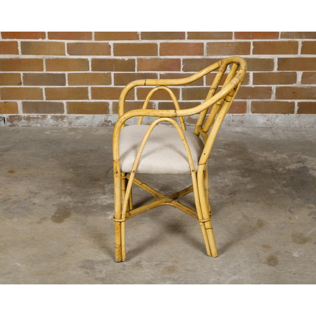 Tan Country Style Bamboo 1920s English Chair with Custom Upholstery For Sale - Image 8 of 12
