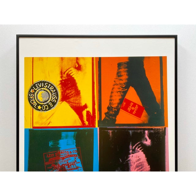 This Andy Warhol Foundation rare vintage 1997 offset lithograph print custom framed Pop Art poster " Levi's " 1984, is an...