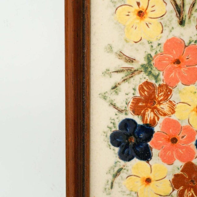 Mid-Century Modern Wood and Ceramic Mirror, 1970s For Sale - Image 9 of 15