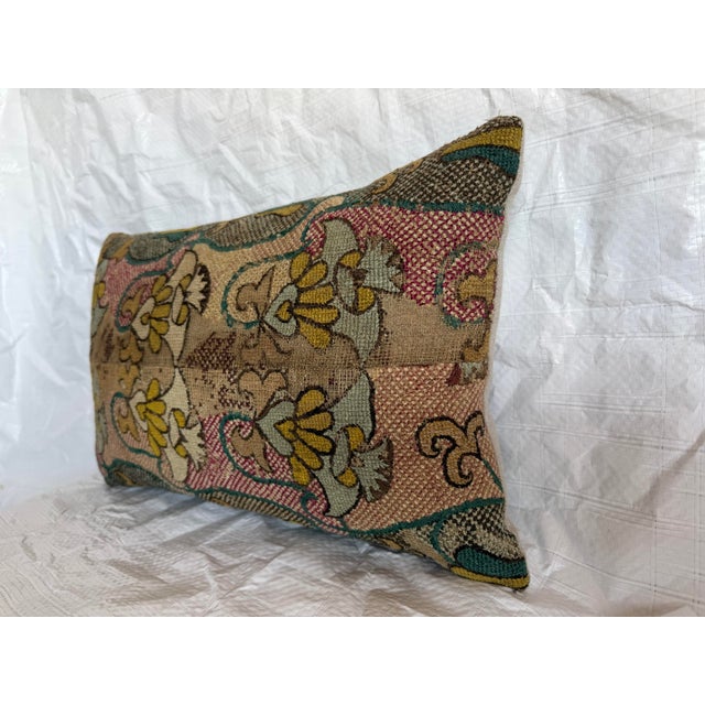 Baroque 17th Century Italian Wool and Silk Floral Scrollwork Pillow For Sale - Image 3 of 7
