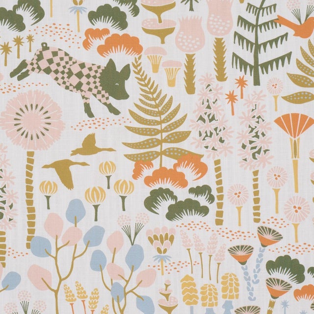 English Boråstapeter Hoppmosse Fabric In Ivory And Multi For Sale - Image 3 of 5