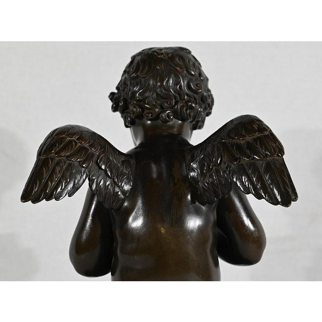 Angel with Flute, Late 19th Century, Bronze & Marble For Sale - Image 14 of 18