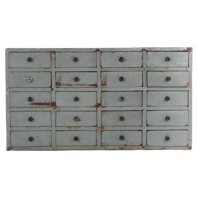 Wooden Workshop Furniture with 20 Drawers For Sale