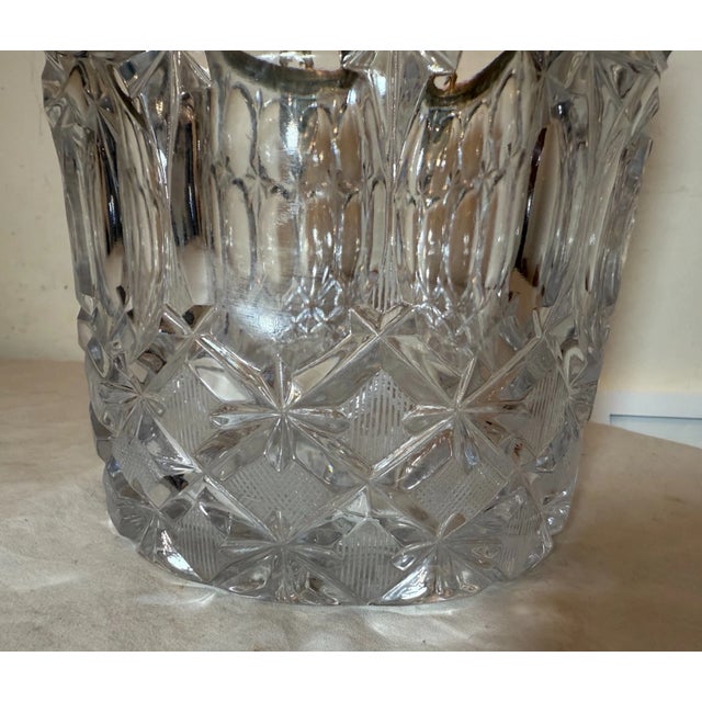 Early 20th Century Big Antique Nickel Plate Bronze Crystal Glass Champagne Wine Chiller Ice Bucket For Sale - Image 13 of 16