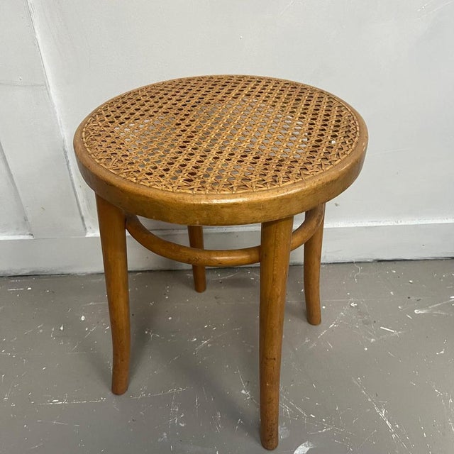 Beech, Bentwood & Cane Stool from Dinette, 1960s For Sale - Image 4 of 8