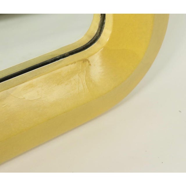 Mid-Century Modern Large Lacquered Parchment and Chrome Framed Mirror after Karl Springer For Sale - Image 3 of 12