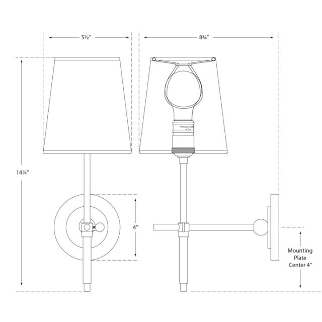 Modern Thomas O'Brien for Visual Comfort Signature Bryant Sconce in Polished Nickel with Linen Shade with Silver Tape For Sale - Image 3 of 5