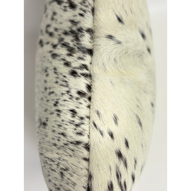 Animal Skin Premium Brazilian Watusi Cowhide Pillow Cover 16x16 – Champagne Ivory With Natural Speckling – Handcrafted by Pablo Sota Designs For Sale - Image 7 of 11