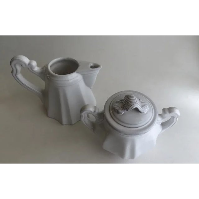 Mid 20th Century Vietri Antico Bianco Cream and Sugar - A Pair For Sale - Image 5 of 9
