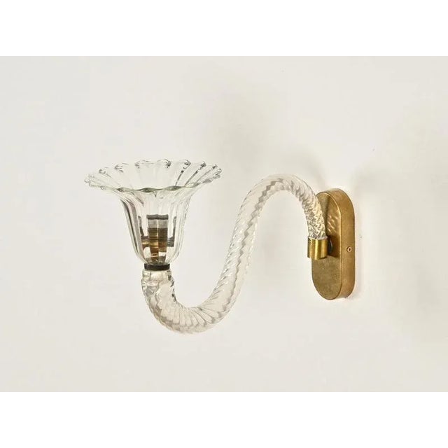Large Murano Glass and Brass Flower Sconces from Barovier, Italy, 1950s, Set of 2 For Sale - Image 12 of 18