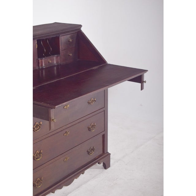 Brown Antique Portuguese Paper Chest of Drawers in Dark Wood For Sale - Image 8 of 10