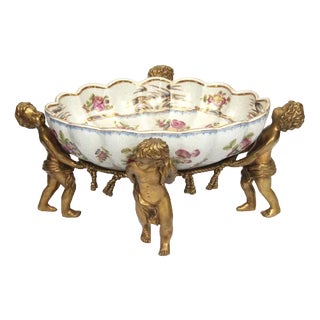 Faience Fruit Vase with Bronze Finish, 1890s For Sale