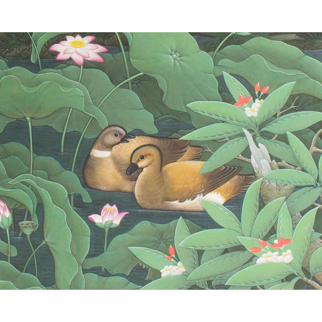 Textile Painting of a Lotus Pond With Birds by W. Kuparyadi For Sale - Image 7 of 8