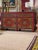 Wonderful solid and well built vintage Chinese console. Very nice paint detail and aging. Two drawers with one shelf...