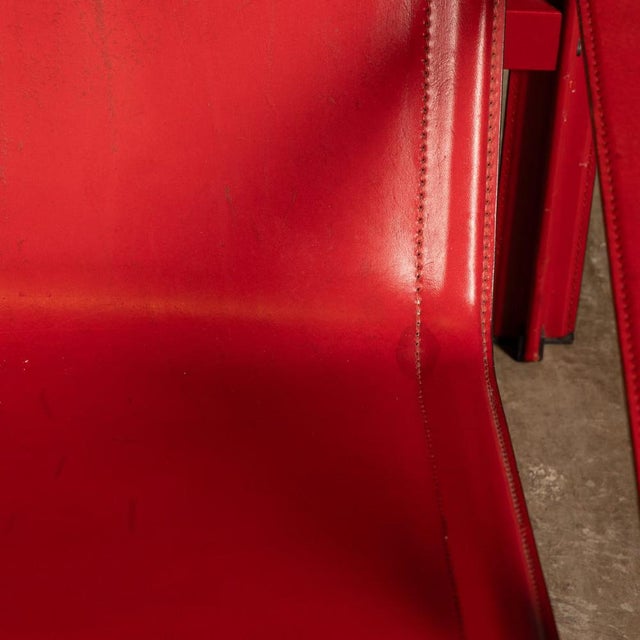 20th Century Italian Red Leather Chair by Toussaint & Angeloni for Matteo Grassi, 1970 For Sale - Image 15 of 18