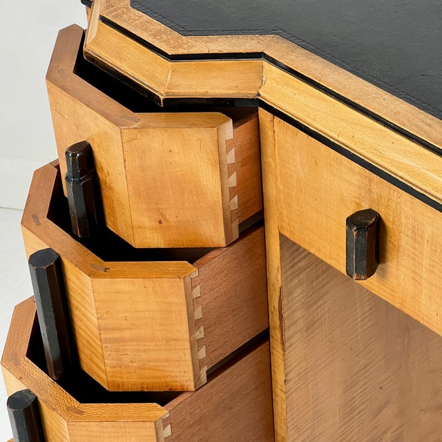 Beige Art Deco Desk in Satin Birchwood attributed to Heals, London, 1920s For Sale - Image 8 of 10