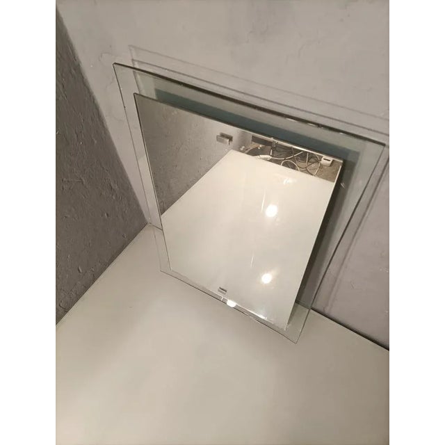 Mirror Verdino Curved Glass with Suspended Mirror, 1960s, in Very Good conditions. Designed 1950 to 1959