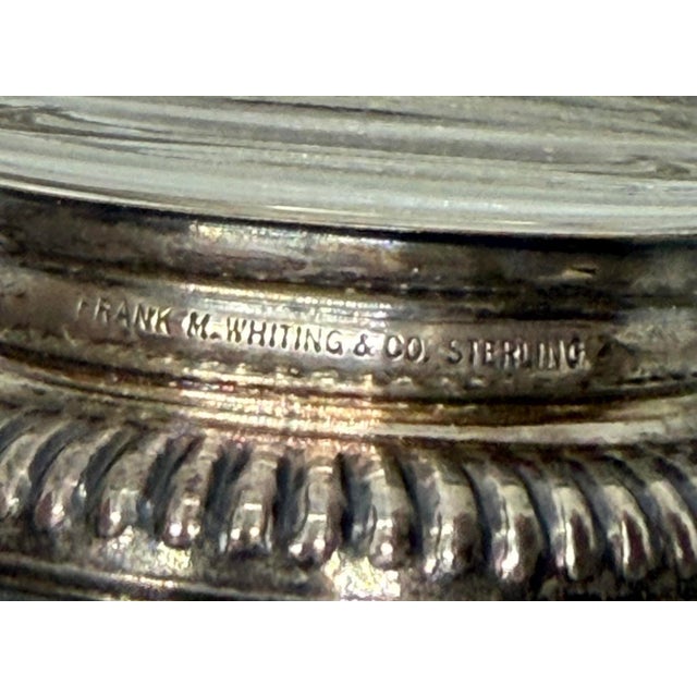 Mid 20th Century Vintage Frank M. Whiting & Co. 4 1/4” Glass Candy Bowl Decorative Gadroon Ribbed Pattern Sterling Silver Base For Sale - Image 5 of 10