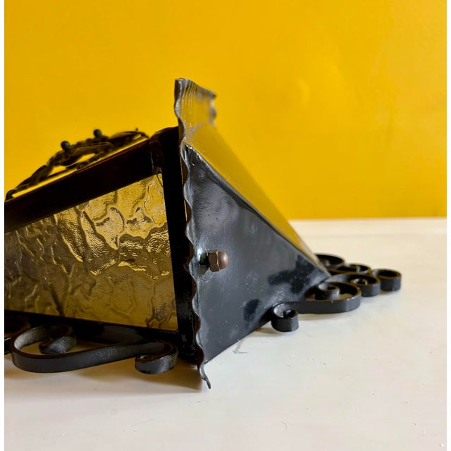 1960s Danish Wrought-Iron Wall Lantern For Sale - Image 4 of 7