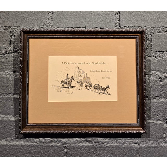 American Edward Borein 1928 Original Western Holiday Card Etching For Sale - Image 3 of 9