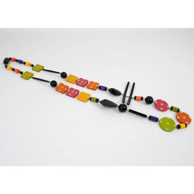 2000 - 2009 Angela Caputi Resin Extra-Long Necklace Multicolor Playful Design For Sale - Image 5 of 10