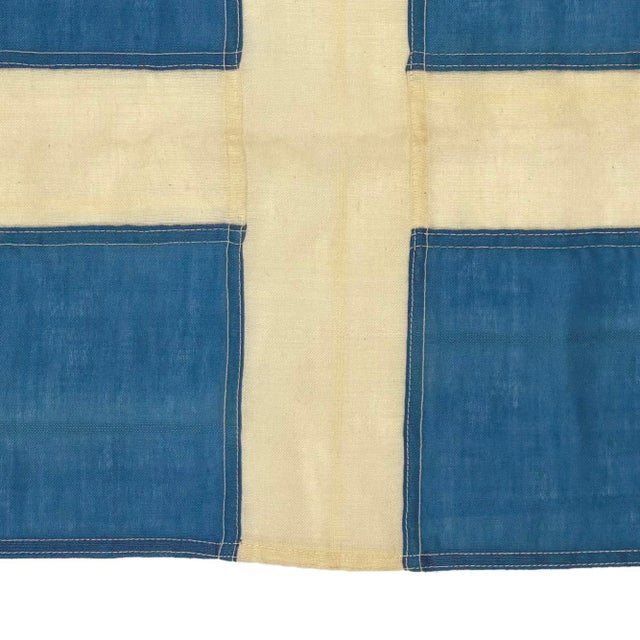 Small Vintage Wool Sewn Flag of Quebec, French Canada For Sale - Image 4 of 5