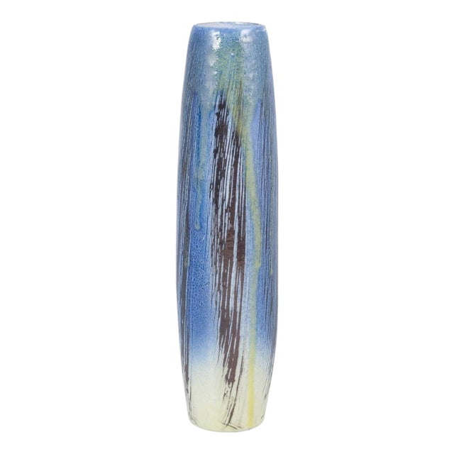 Slim Ceramic Vase with Multicolour Glaze by Mari Simmulson for Upsala-Ekeby, 1960s For Sale