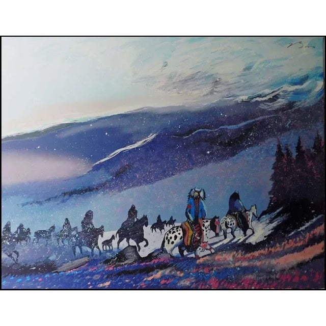 1990s Earl Biss "Blizzard Along the Beartooth Range" Serigraph Framed Hand Colored Hand Signed For Sale - Image 5 of 5