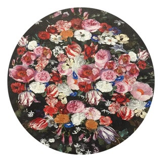 Festoon Flowers Vegan Leather Round Pebble Placemat, Set of 12 For Sale
