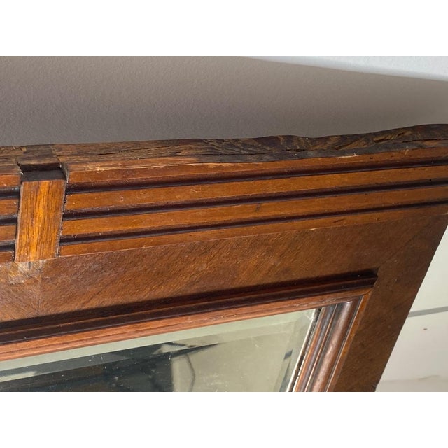 Brown Art Nouveau Wood Wall Mirror with Facet Cut, Austria, 1900s For Sale - Image 8 of 18