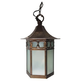 Vintage Hexagonal Lantern Ceiling Light For Sale