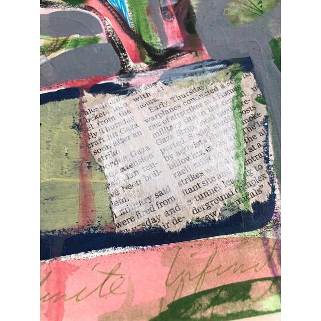 CL Auker Original Artwork “Flower in Collage” Mixed Media on Watercolor Paper For Sale - Image 4 of 6