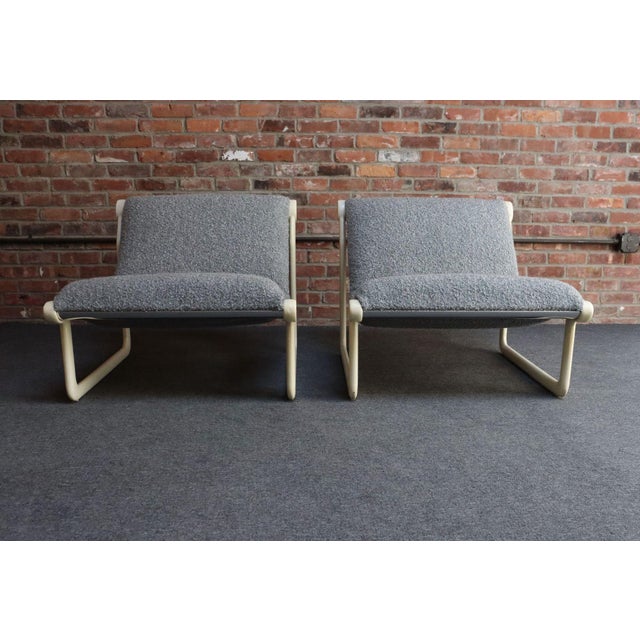 Mid-Century Modern Pair of Bouclé Slipper Chairs by Bruce Hannah and Andrew Morrison for Knoll For Sale - Image 3 of 18